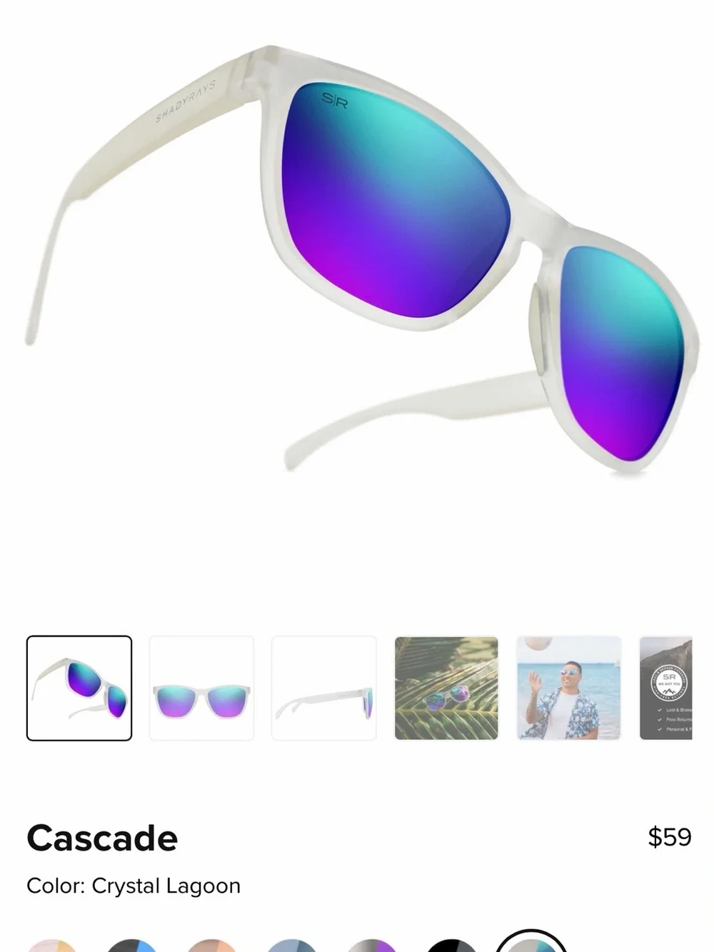 Shady Rays Cascade sunglasses in Crystal Lagoon